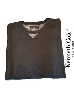 Kenneth Cole New York Men's Black Crewneck Pullover Sweater w/Striped Detailing